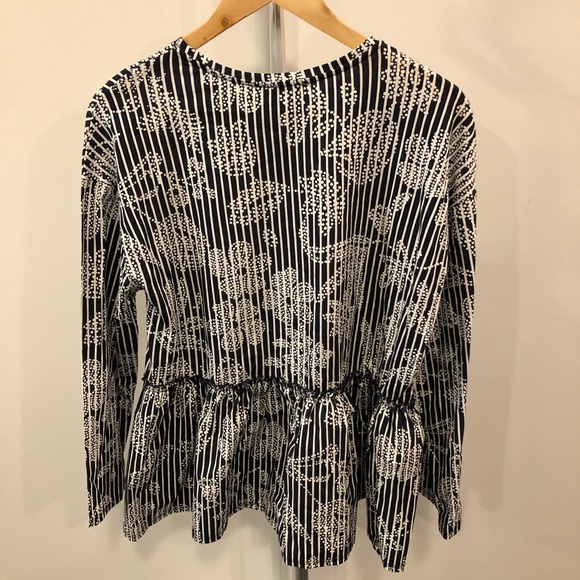 NWT Zara 💯% Cotton Printed Blouse Top Medium - Picture 3 of 6